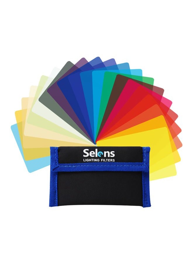 Selens 20 Pieces Universal Gels Lighting Filter Kit for Camcorder LED Video Light, 3.74” x 2.56” Transparent Color Correction Lighting Film Plastic Sheets - Image 1